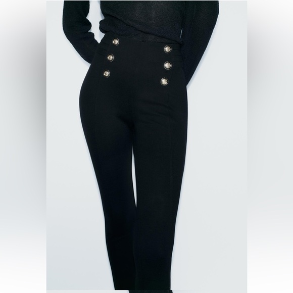 NWT gold button black woman leggings - Picture 3 of 12